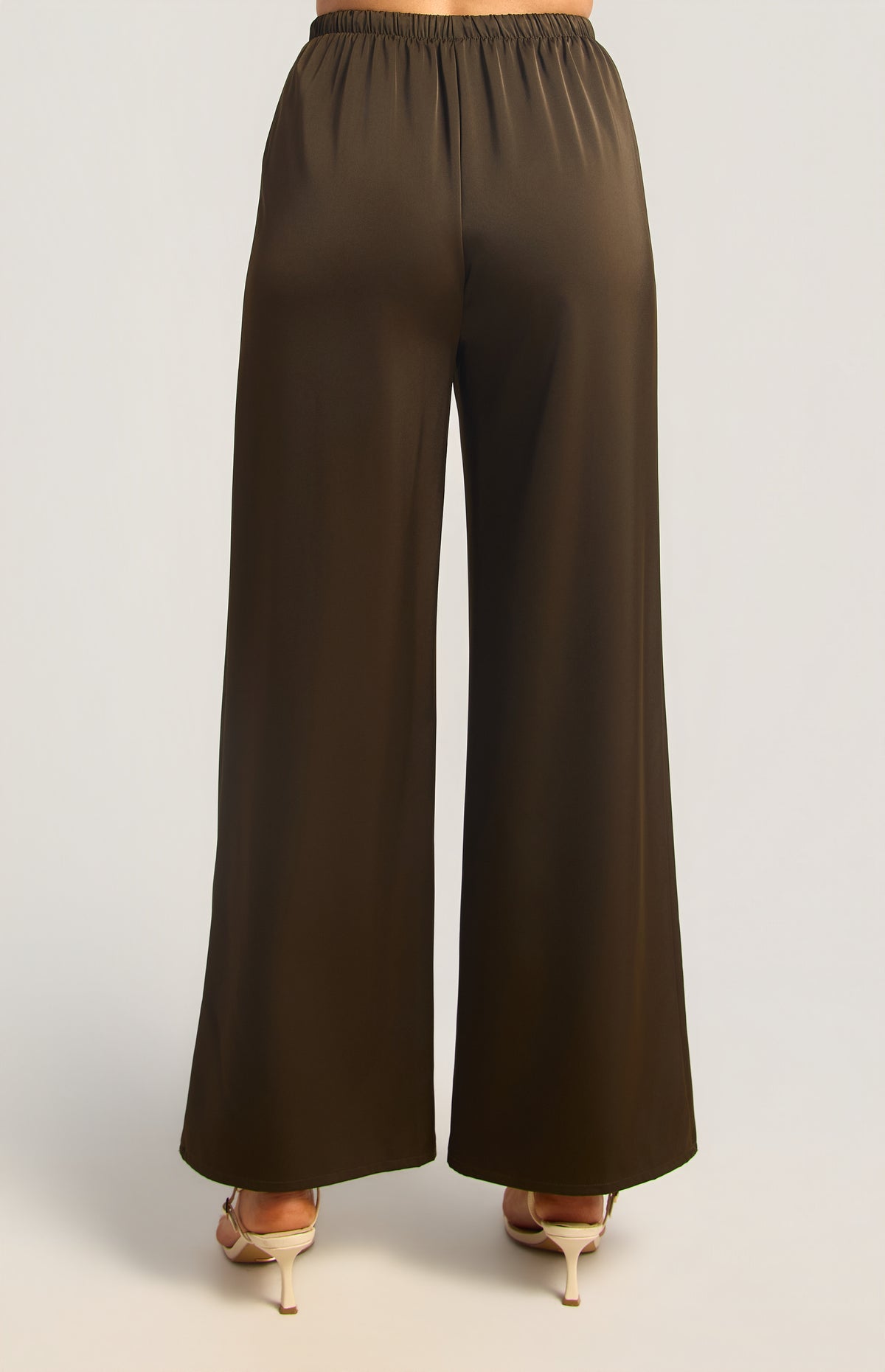 Dealia Wide Leg Satin Pants - Espresso