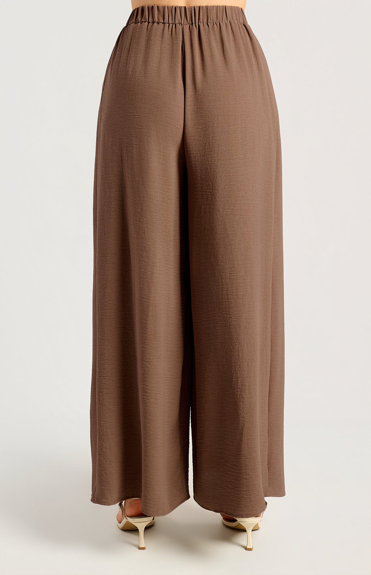 Palazzo High Waisted Pants - Mocha