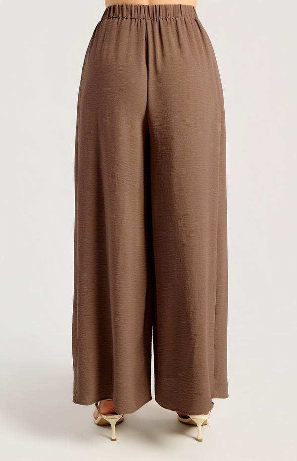 Palazzo High Waisted Pants - Mocha