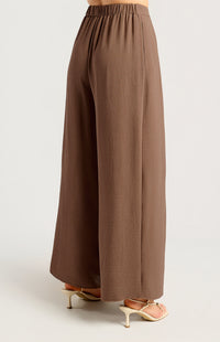 Palazzo High Waisted Pants - Mocha