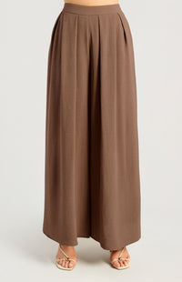 Palazzo High Waisted Pants - Mocha