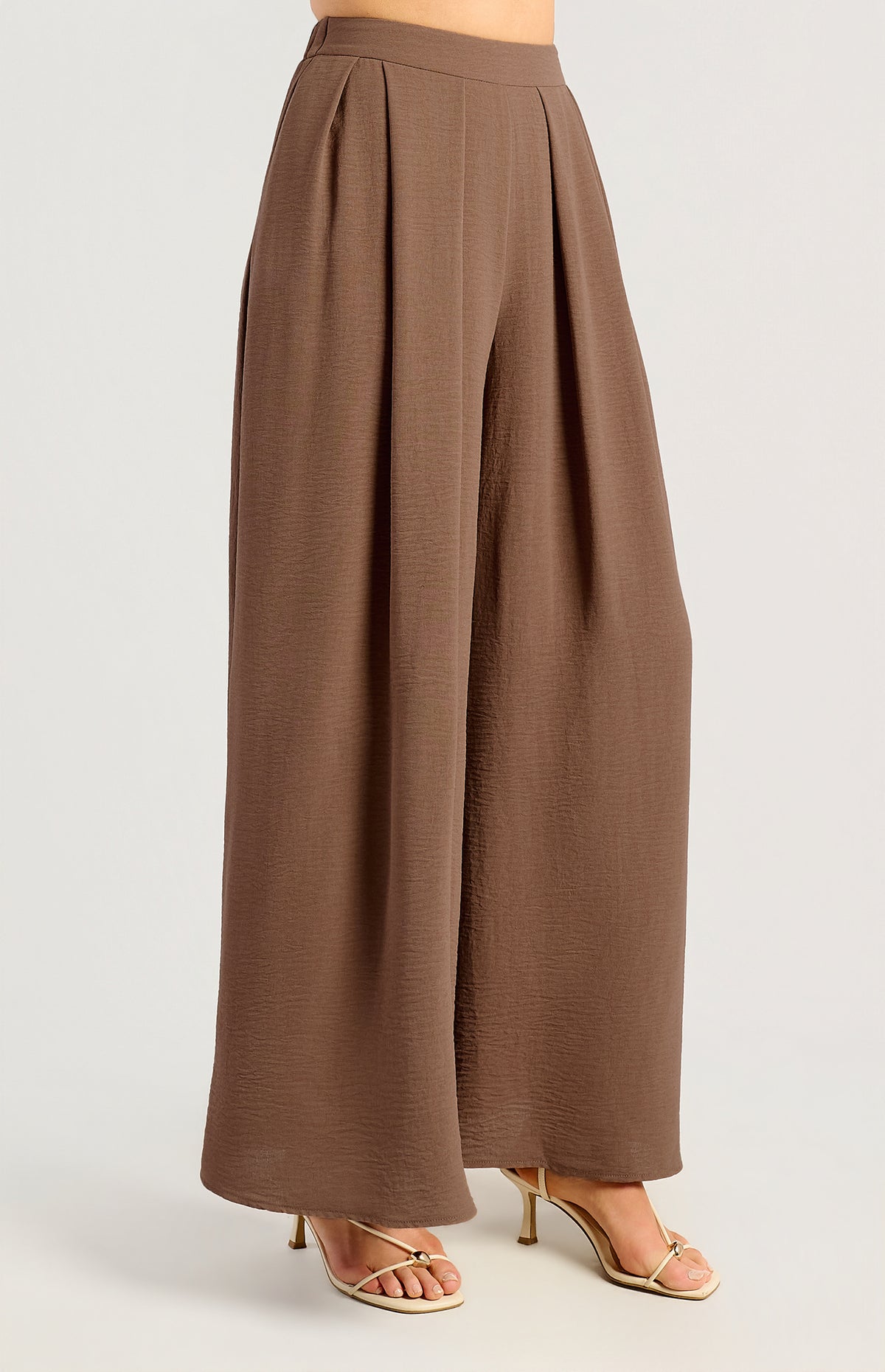 Palazzo High Waisted Pants - Mocha