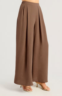 Palazzo High Waisted Pants - Mocha