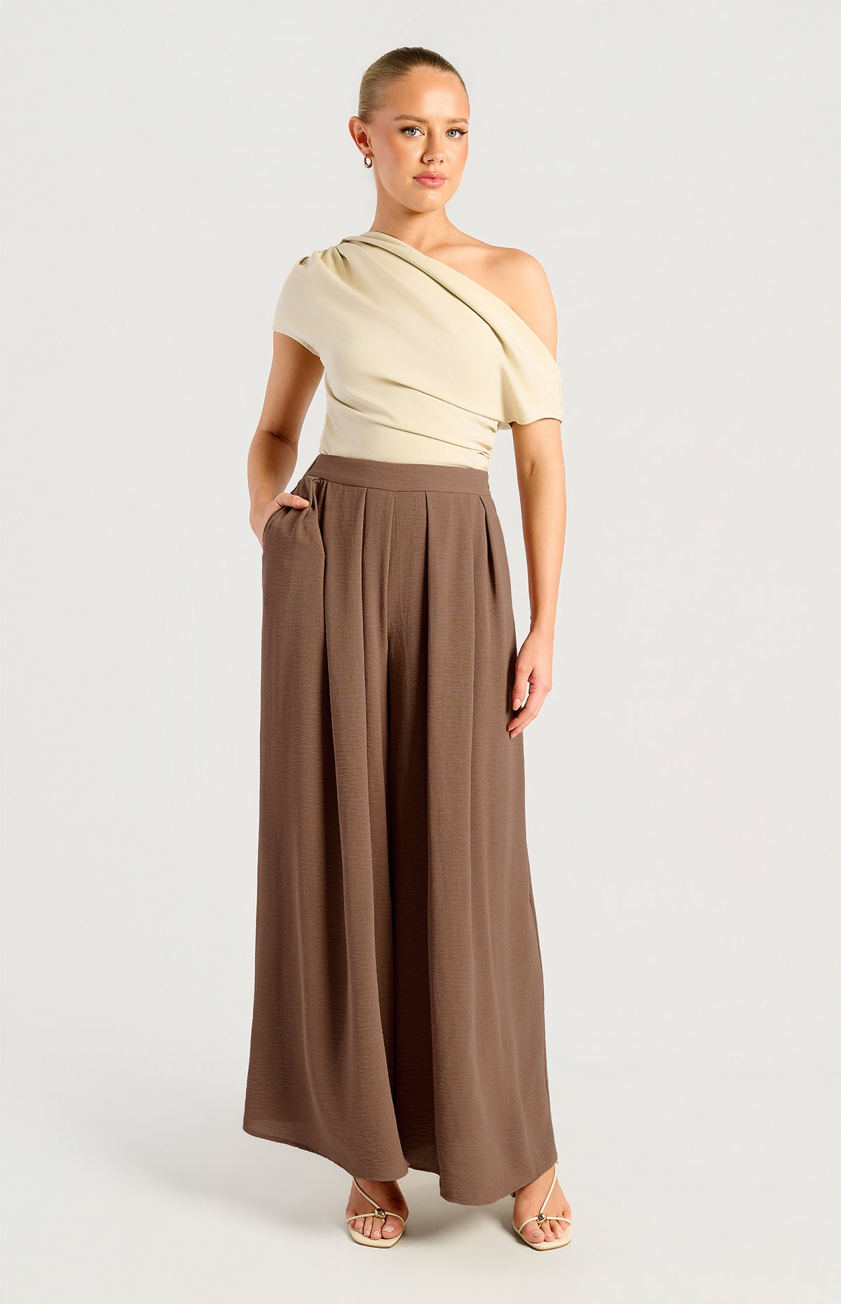 Palazzo High Waisted Pants - Mocha