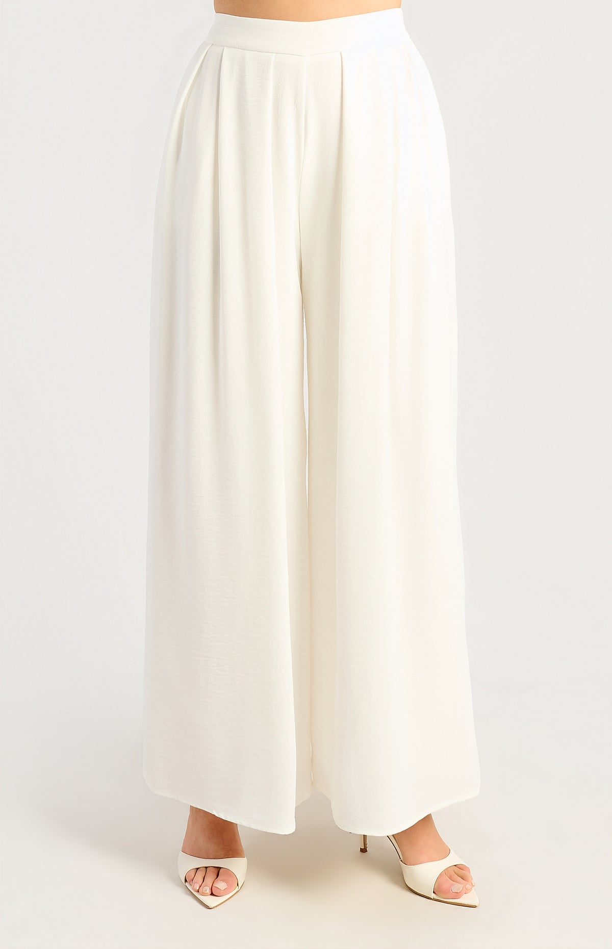 Palazzo High Waisted Pants - White
