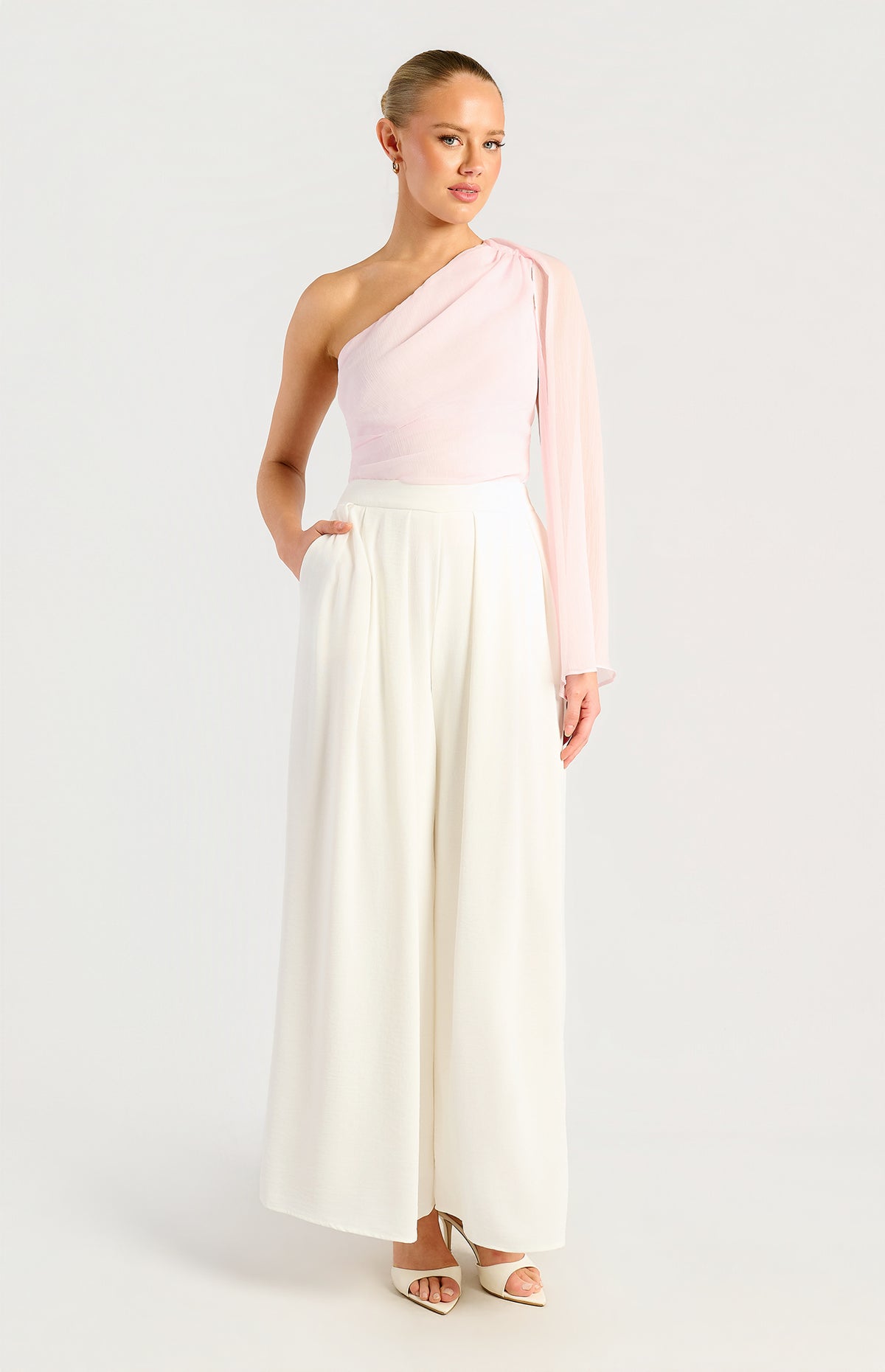 Palazzo High Waisted Pants - White
