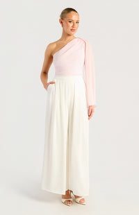 Palazzo High Waisted Pants - White