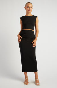 Ellea Short Sleeve Top & Skirt Set - Black