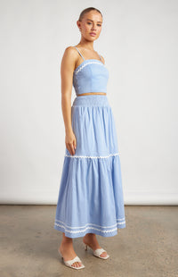 Bayview Shirred Top & Skirt Set - Blue