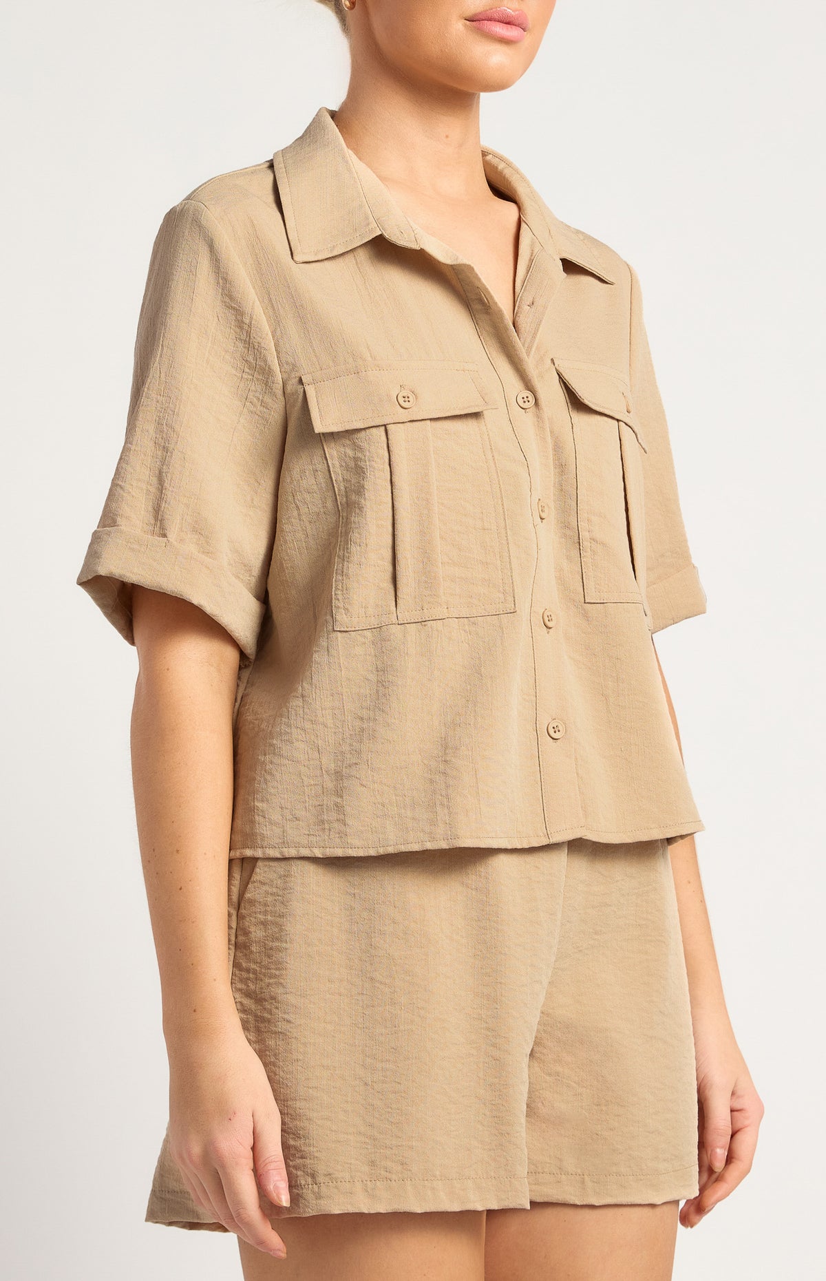 Santa Monica Shirt & Shorts Set - Latte