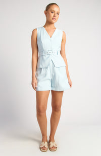 Lidia Vest & Shorts Set - Blue