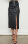 Allyse Faux Leather Midi Skirt - Black