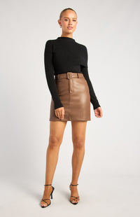 Perez Faux Leather Skirt - Mocha