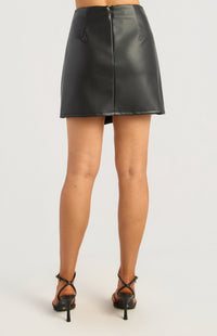 Deanne Faux Leather Mini Skirt - Black