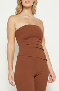 Leonie Strapless Ruched Top - Brick