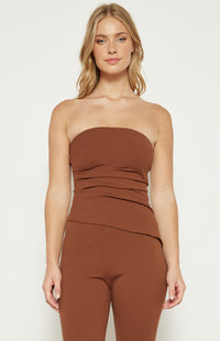 Leonie Strapless Ruched Top - Brick