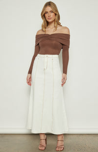 Cameo Off Shoulder Top - Chocolate