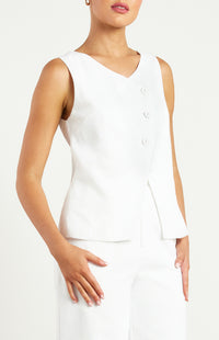 Theresa Button Up Vest Top - White