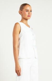 Theresa Button Up Vest Top - White