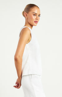 Theresa Button Up Vest Top - White