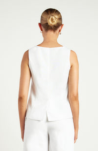 Theresa Button Up Vest Top - White