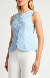 Beckie Button-up Vest - Blue