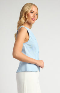 Beckie Button-up Vest - Blue