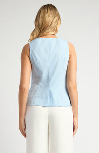 Beckie Button-up Vest - Blue