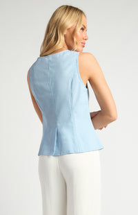 Beckie Button-up Vest - Blue