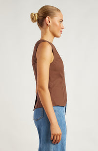 Beckie Button-up Vest - Chocolate