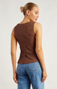 Beckie Button-up Vest - Chocolate