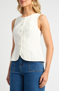 Beckie Button-up Vest - White