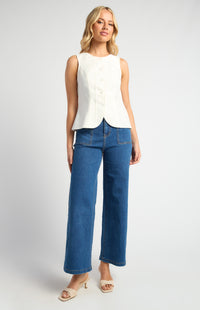 Beckie Button-up Vest - White