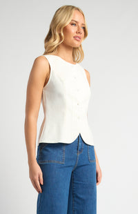 Beckie Button-up Vest - White