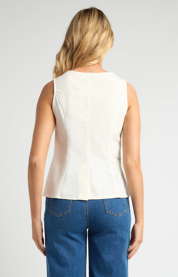 Beckie Button-up Vest - White