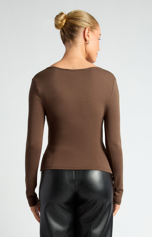 Halzie Long Sleeve Top - Chocolate