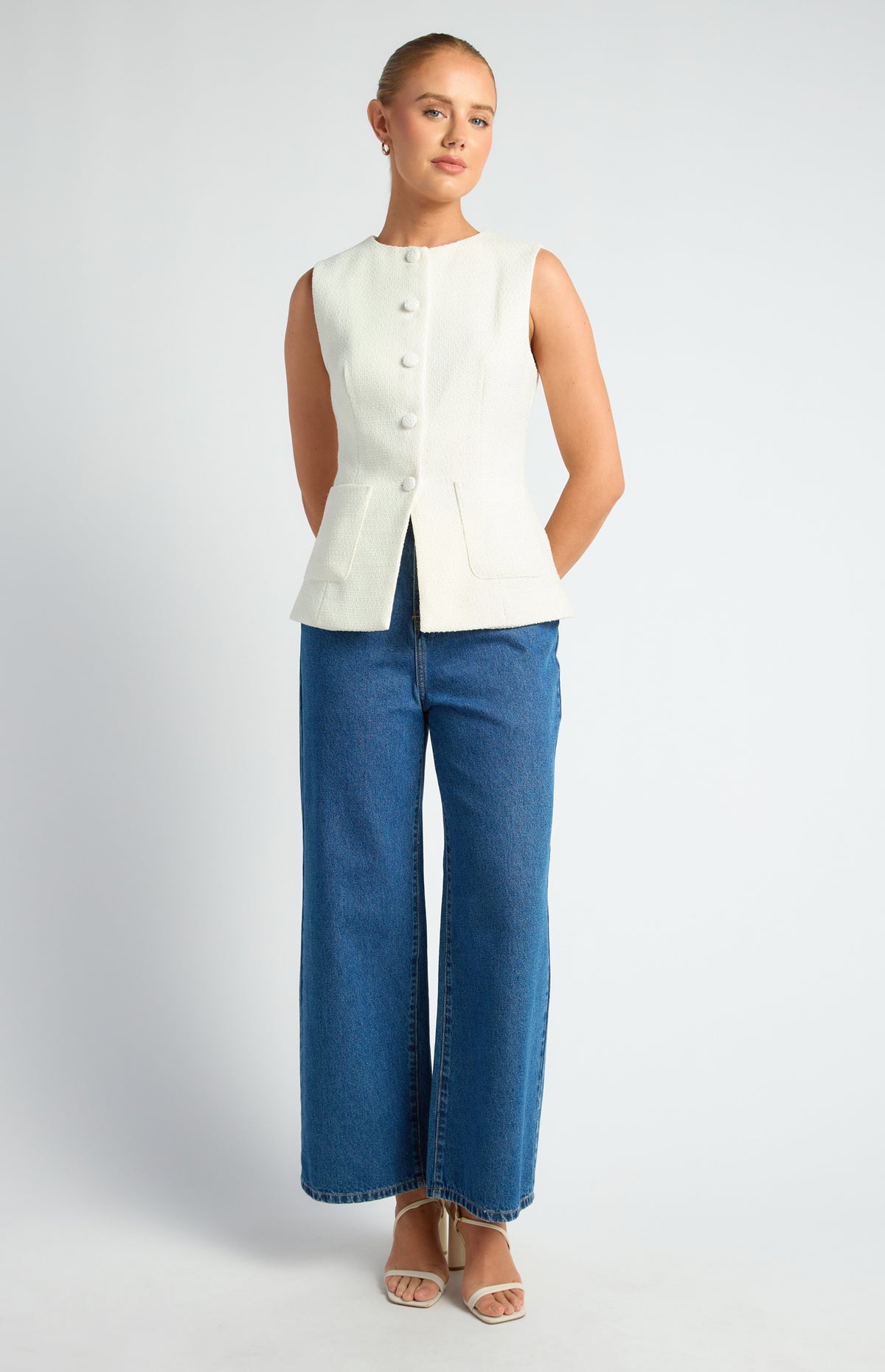 Cecelia Tweed Vest - White