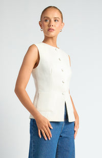 Cecelia Tweed Vest - White