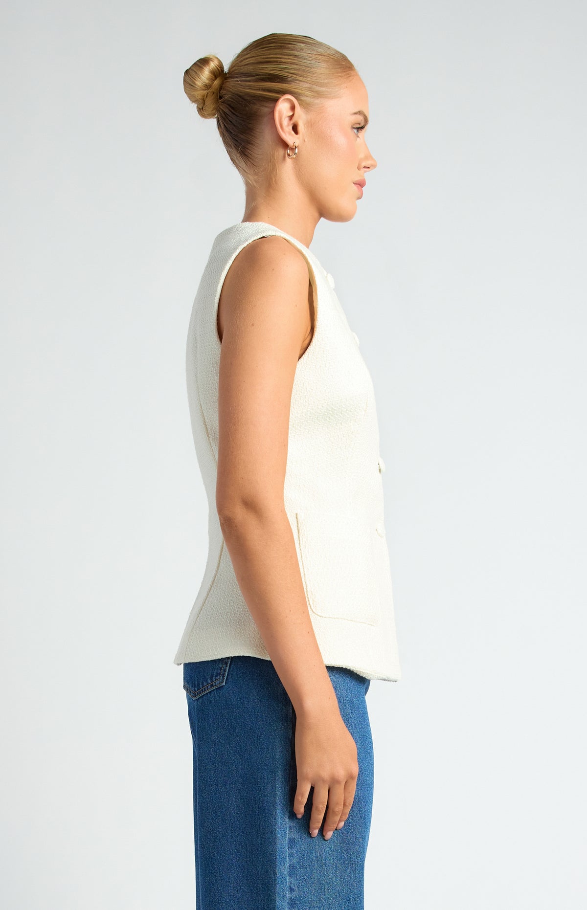 Cecelia Tweed Vest - White