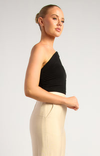 Jerry One Shoulder Mesh Top - Black