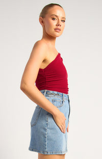 Jerry One Shoulder Mesh Top - Red