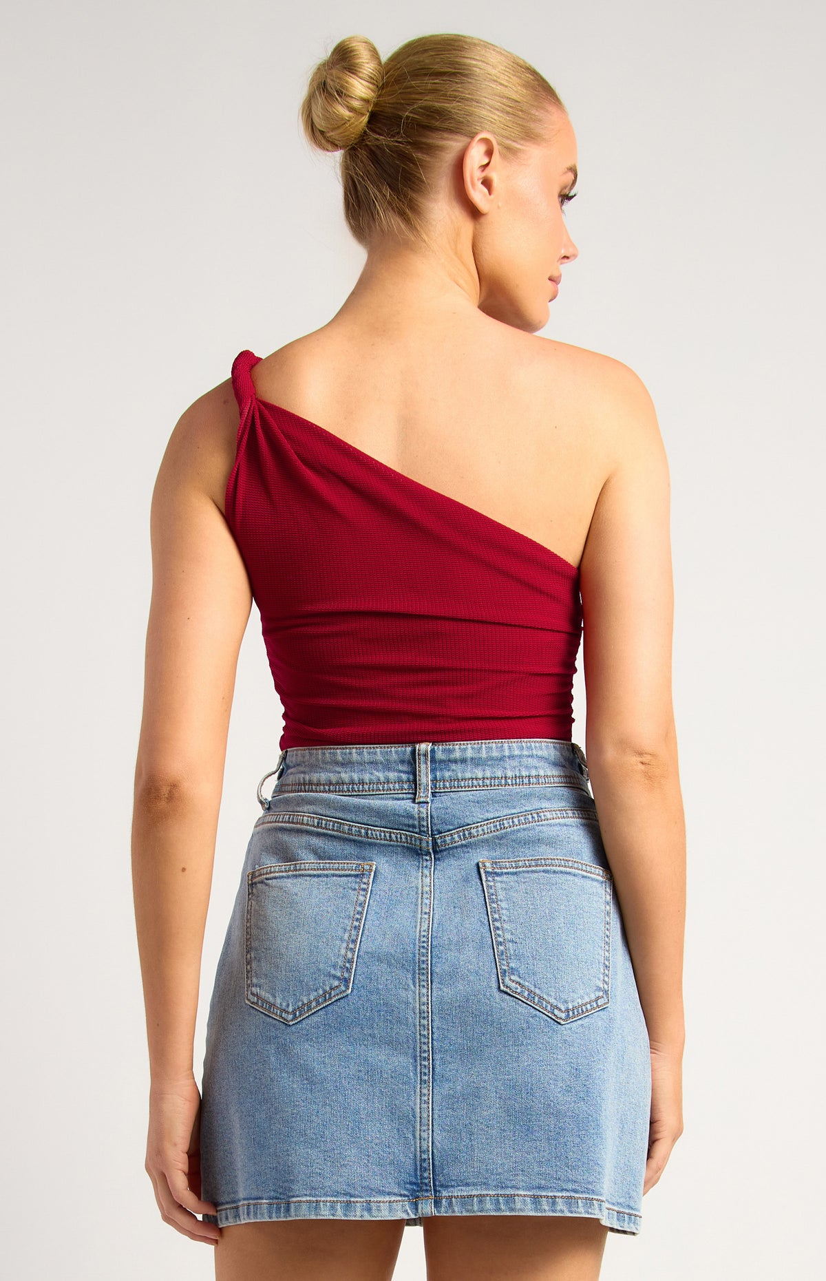Jerry One Shoulder Mesh Top - Red