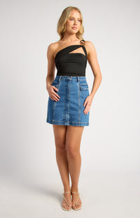 Shae One Shoulder Bodysuit - Black