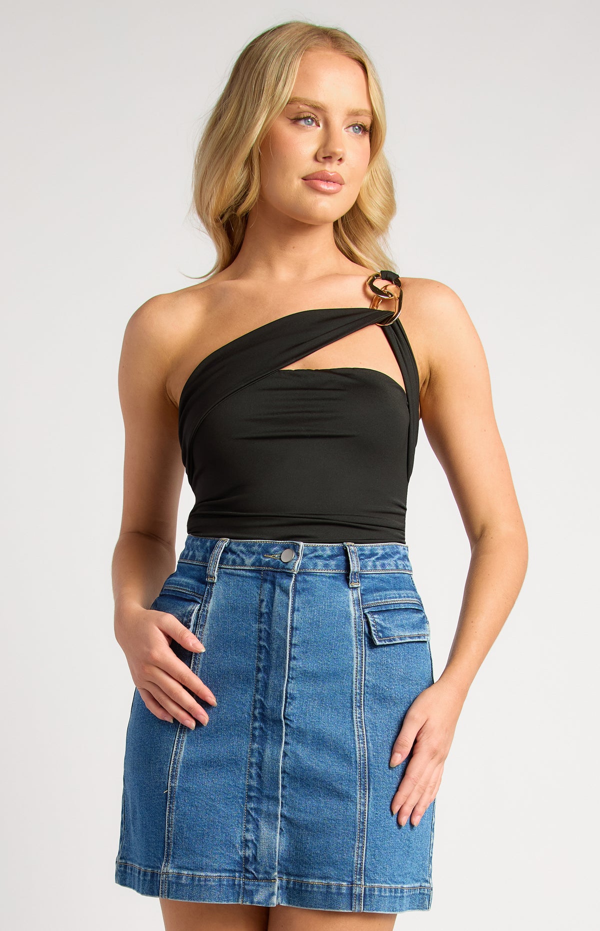Shae One Shoulder Bodysuit - Black