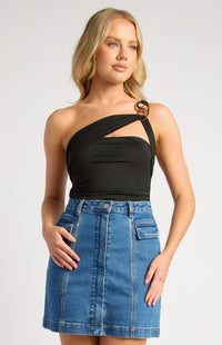 Shae One Shoulder Bodysuit - Black