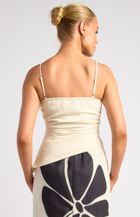 Aster Faux Linen Top - Beige