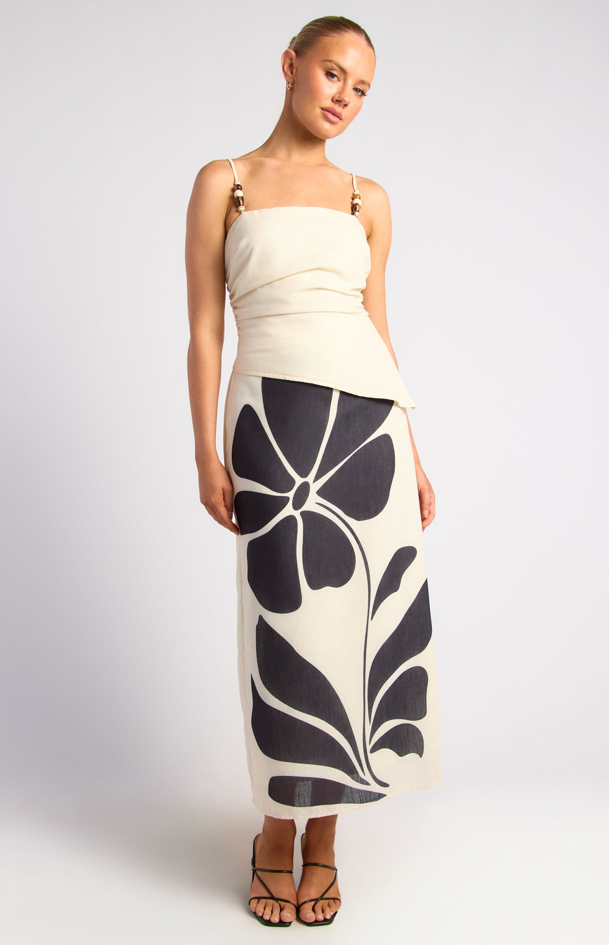 Aster Faux Linen Top - Beige