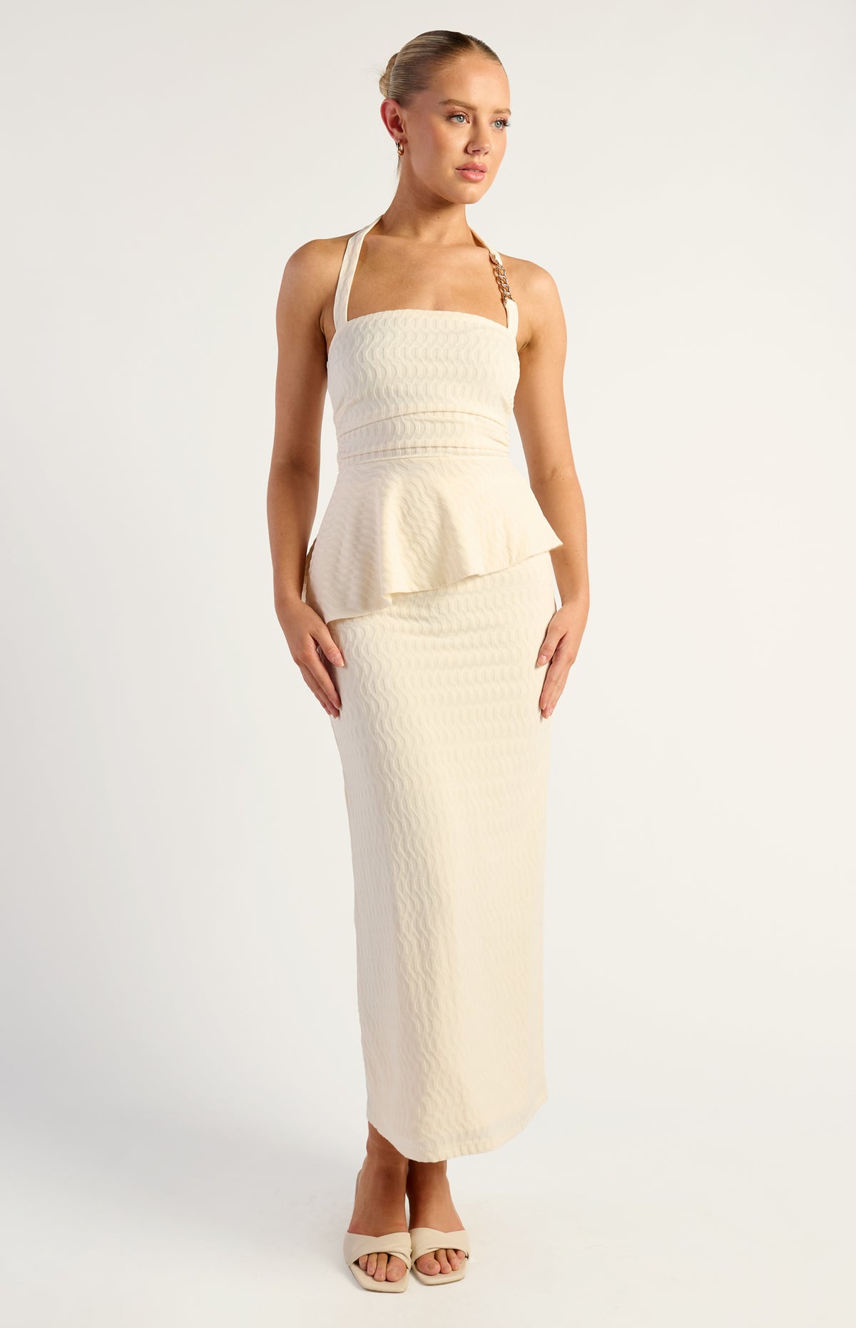 Suyee Halter Top & Skirt Set - Cream