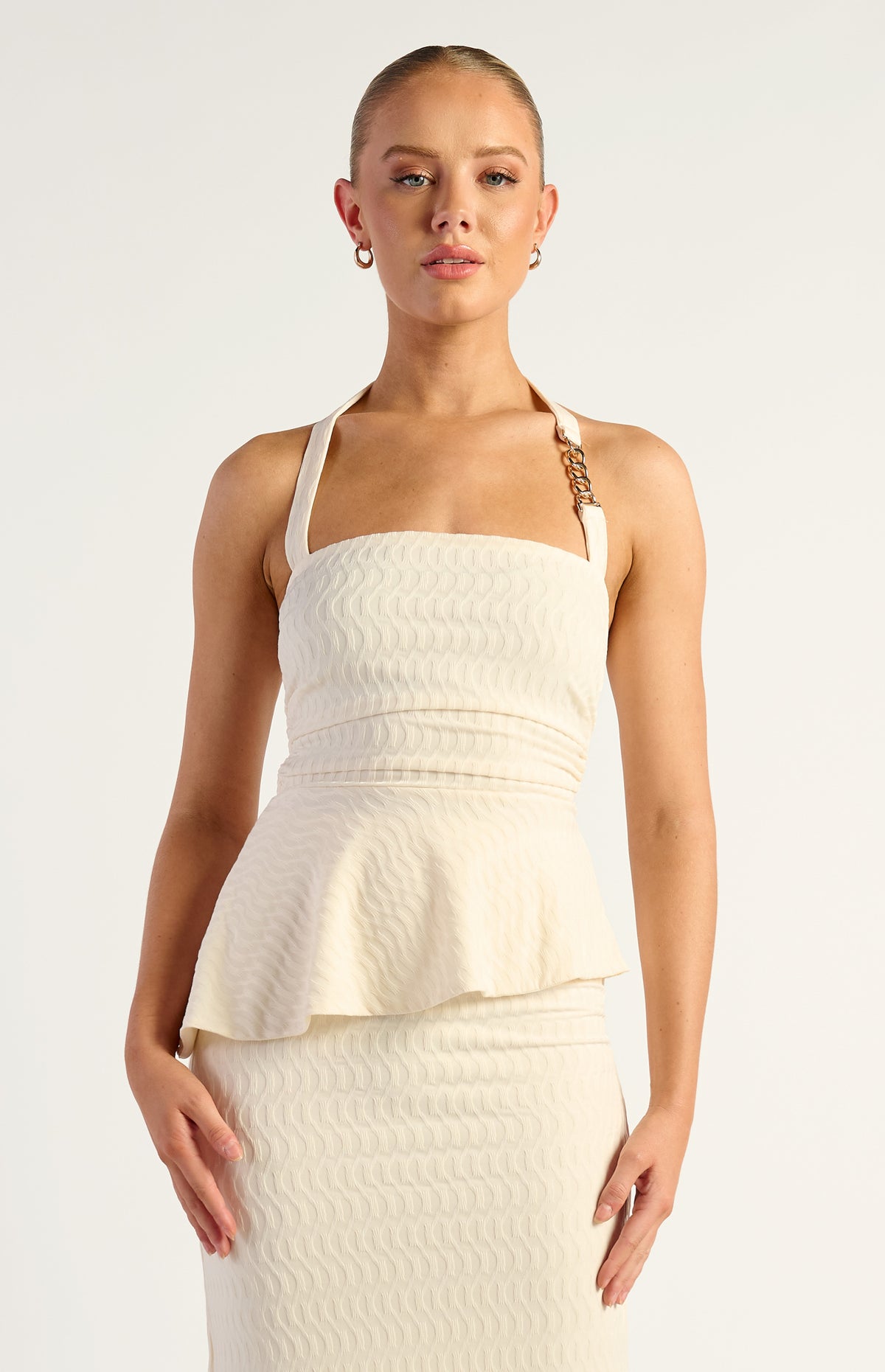 Suyee Halter Top & Skirt Set - Cream