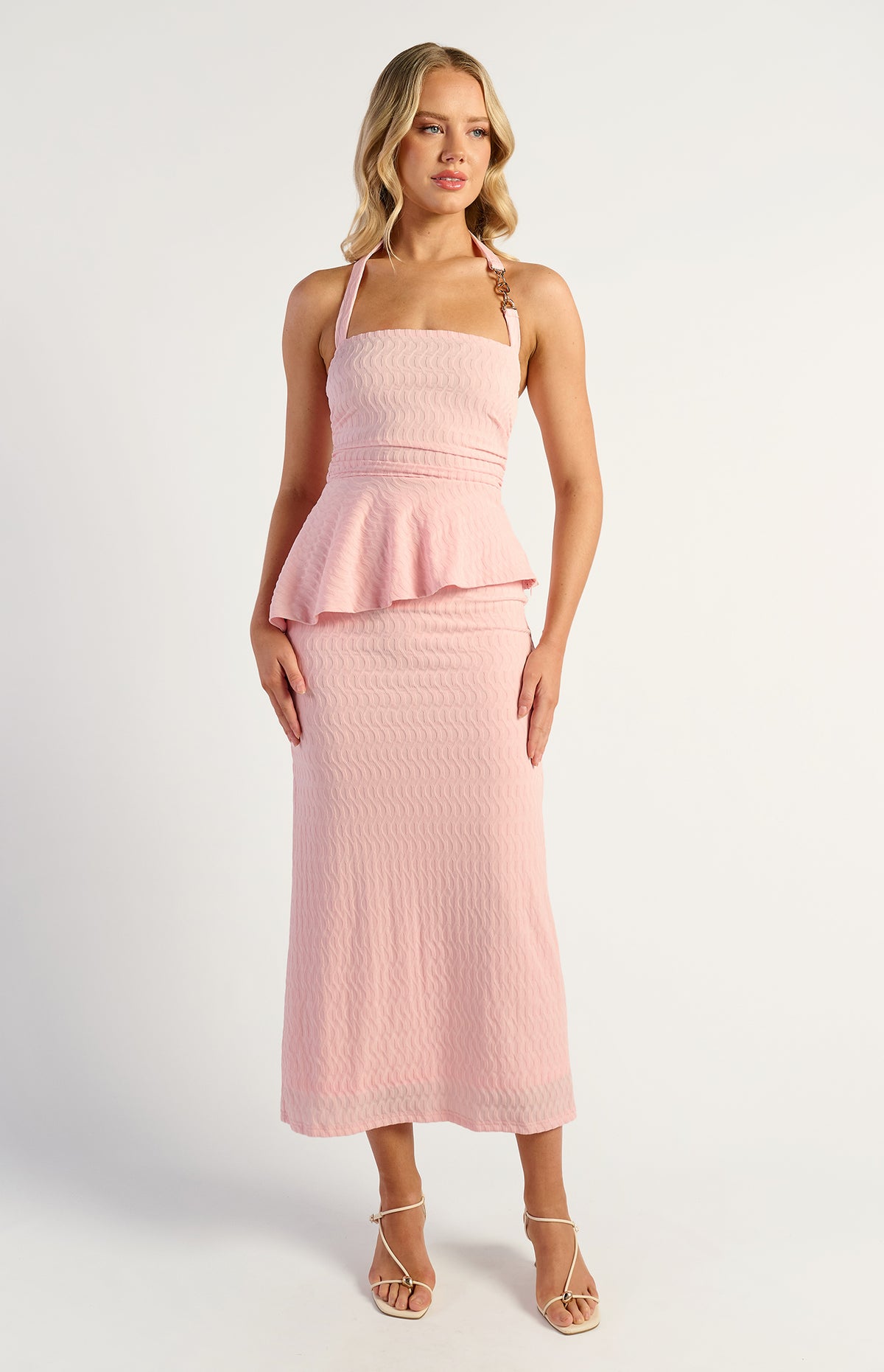 Suyee Halter Top & Skirt Set - Pale Pink